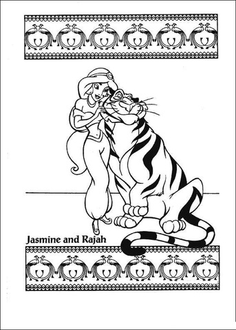 Jasmine And Rajah Coloring Page